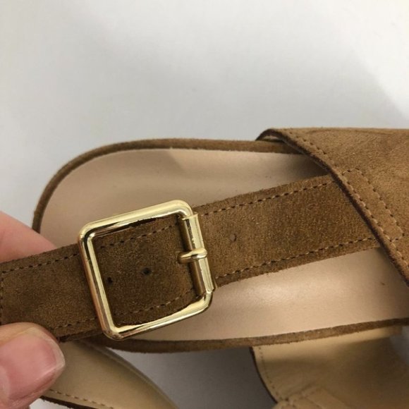 Browns tan metal gold ring sandals block heel size 6 - Picture 11 of 14